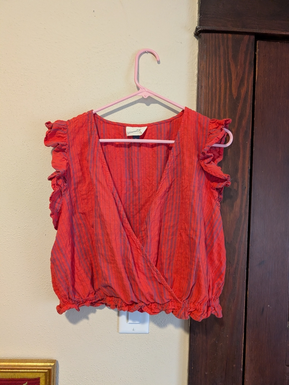 Universal Thread Cropped Faux‎ Wrap W/ Ruffle Sleeves